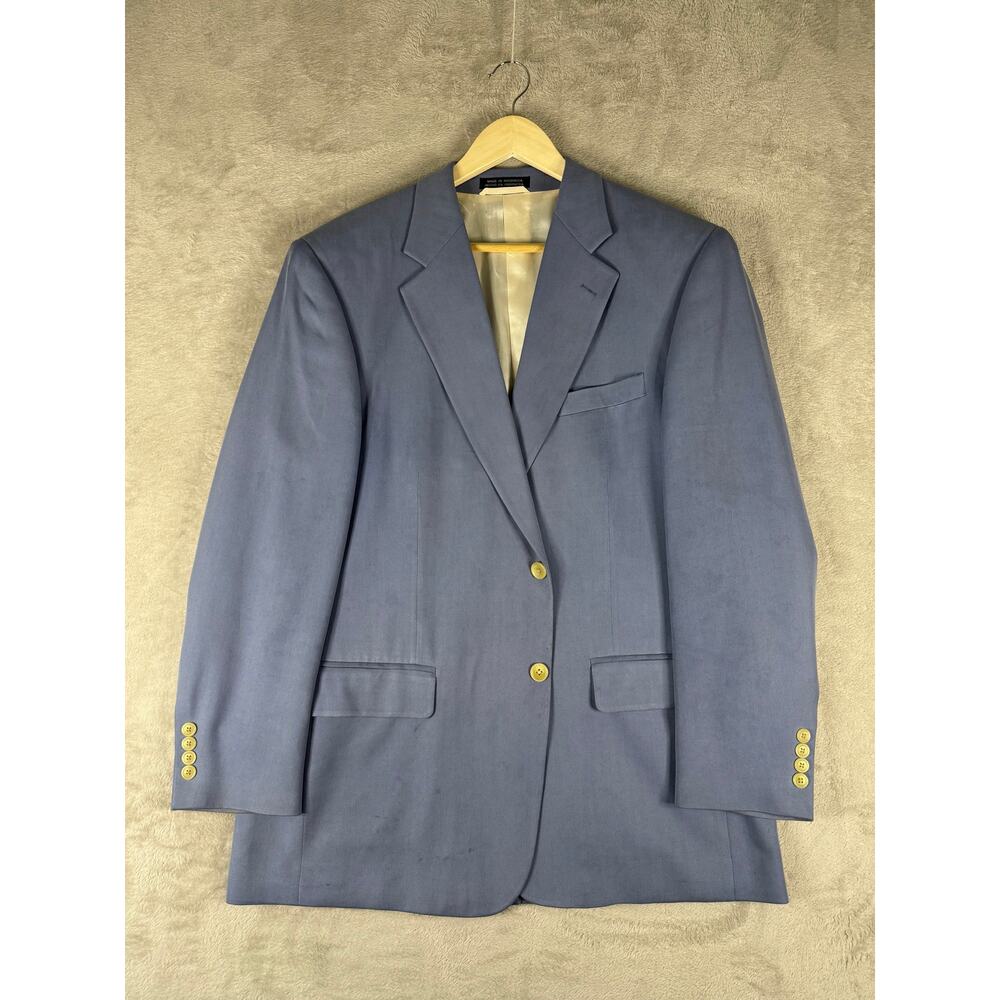 Stafford Executive Pure Washed Silk Sport Coat Blazer Jacket 42R Regular Blue